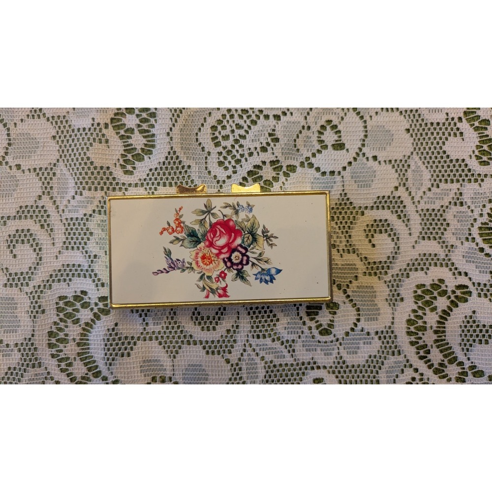 VTG Gold Tone Floral Rose Pill Box with 7 Compartments 1960-1970 Prop Set Medic